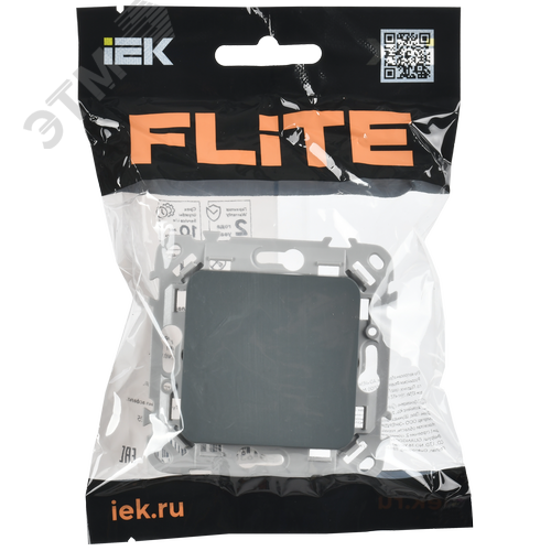 FLITE Выключатель 1-клавишный 10А ВС11-1-0-ФлМА мокрый асфальт IEK - фото 2