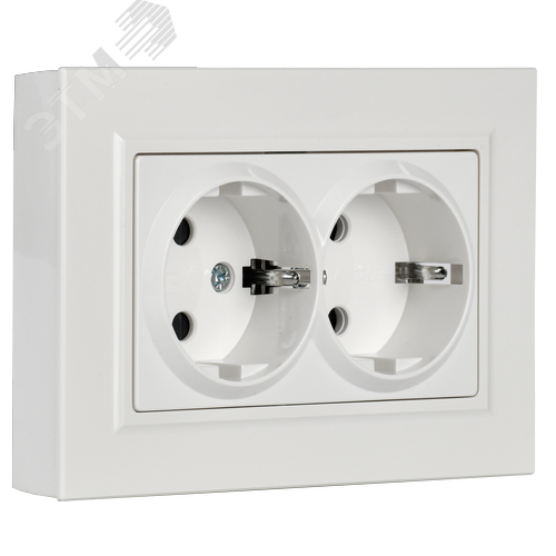 BRITE Розетка двойная с заземлением с защитными шторками 16А в сборе РСш12-3-БрБ белый - фото 5