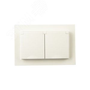 BRITE Розетка двойная с заземлением с защитными шторками и крышкой 16А в сборе IP44 РСбш12-3-44-БрКр бежевый - фото 2