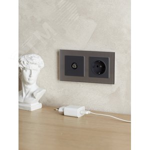 BRITE Рамка 2 поста РУ-2-2-БрСе стекло серый - фото 6