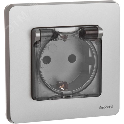 Розетка 1-местная с заземлением с защитными шторками и крышкой 16А IP44 алюминий INSPIRIA - фото 4