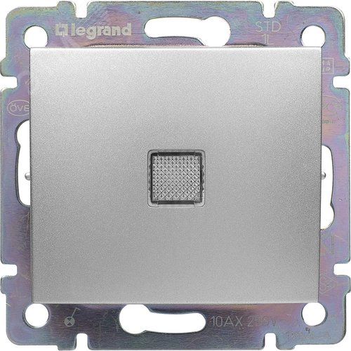 Изображение товара Выключатель 1-клавишный перекрестный с подсветкой схема 7L 10А алюминий VALENA (шт)