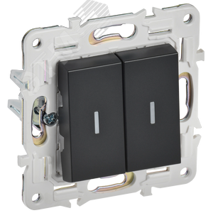 SKANDY Выключатель 2-клавишный проходной с индикацией 10А SK-V10Bl черный IEK - фото 1