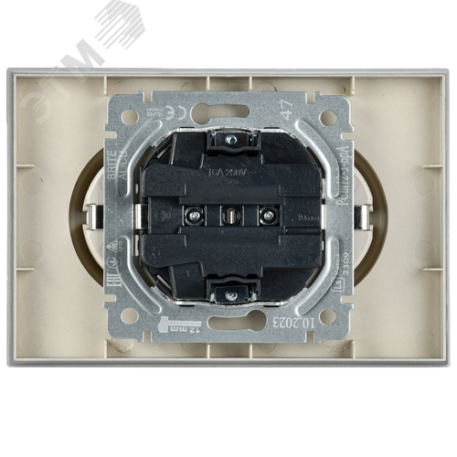 BRITE Розетка двойная с заземлением с защитными шторками 16А в сборе РСш12-3-БрА алюминий - фото 4