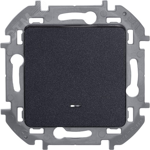 Выключатель 1-клавишный проходной с подсветкой/индикацией 10АХ безвинтовое крепление антрацит INSPIRIA - фото 6