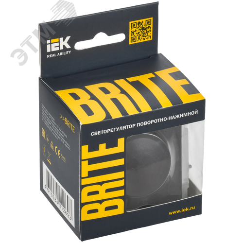 BRITE Светорегулятор поворотно-нажимной 600Вт СС10-1-0-БрЧ черный - фото 2