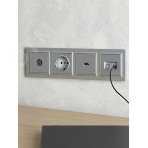 BRITE Рамка 4 поста РУ-4-БрА алюминий - фото 6