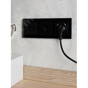 BRITE Рамка 3 поста РУ-3-2-БрЧ стекло черный - фото 5