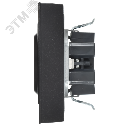 BRITE Розетка 2-местная с заземлением с защитными шторками плоская 16А в сборе РСшПл12-3-БрЧ черный IEK - фото 5