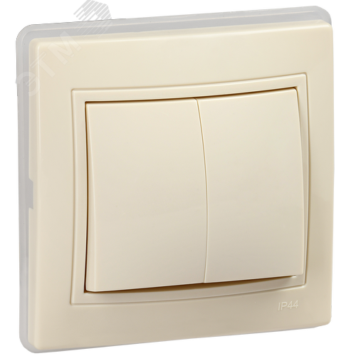 Изображение товара KVARTA Выключатель 2-клавишный 10А ВС10-2-0-ККм-44 кремовый GENERICA (шт)