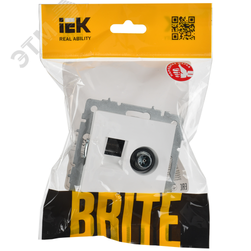 BRITE Розетка двойная TV+RJ45 кат.5E РТВ/РК12-БрАБ арктический белый IEK - фото 6