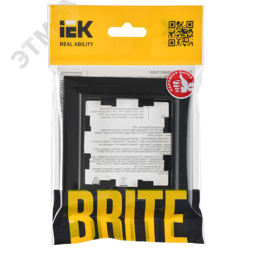 BRITE Рамка 1 пост РУ-1-БрЧ черный - фото 5