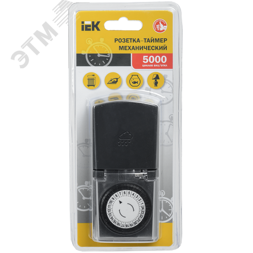 РТМ-4 Розетка-таймер механ. 30мин 24ч 48on/off 16А IP44 - фото 3