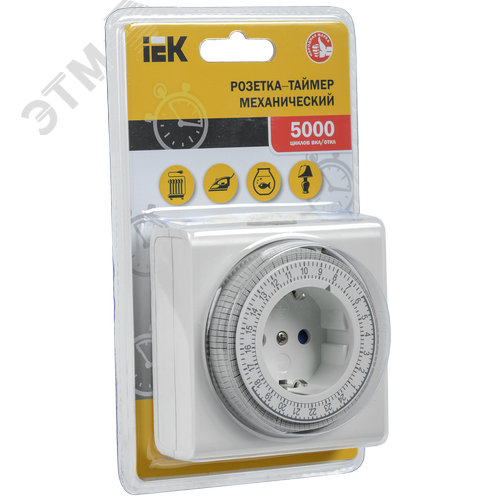 РТМ-3 Розетка-таймер механ. 15мин 24ч 96on/off 16А IP20 - фото 2