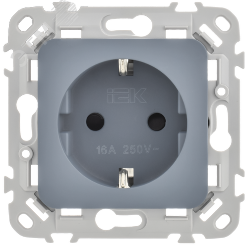 FLITE Розетка с заземлением с защитными шторками безвинтовое крепление 16А РСш11-1-ФлМ маренго IEK - фото 5