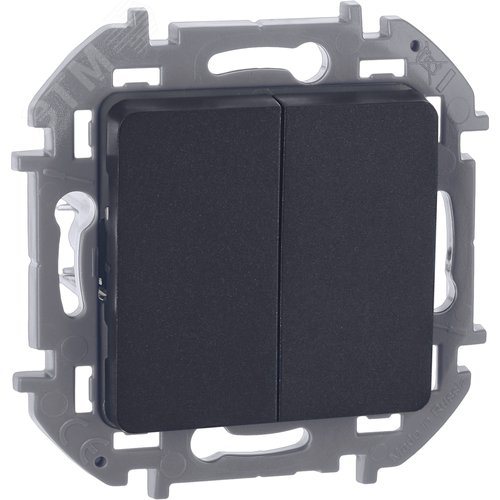Выключатель 2-клавишный 10АХ безвинтовое крепление антрацит INSPIRIA - фото 1