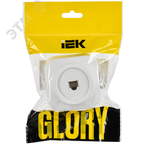 GLORY Розетка для открытой установки телефонная RJ11 РТ20-ХБм белый матовый IEK - фото 2