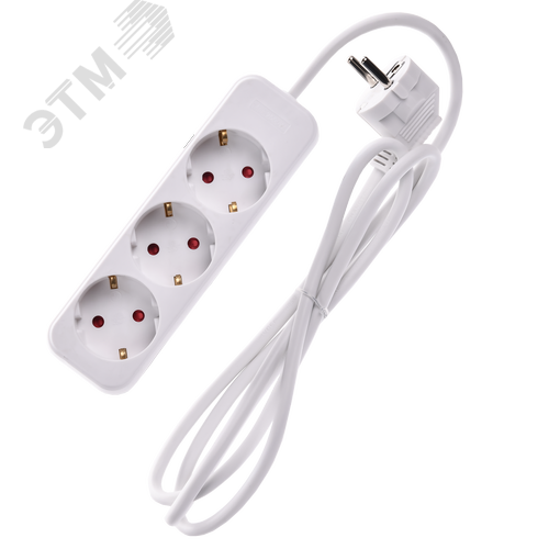 UMA Удлинитель У03К 3 места 1,5м 3х1мм2 10А бел. IEK с кнопкой - фото 3