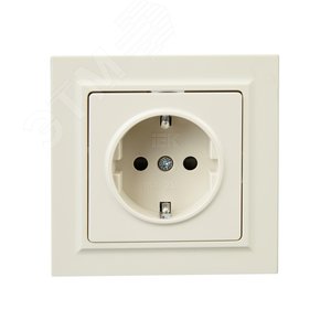 BRITE Розетка 1 пост с заземлением с защитными шторками 16А в сборе РСР14-1-0-БрКр бежевый IEK - фото 2