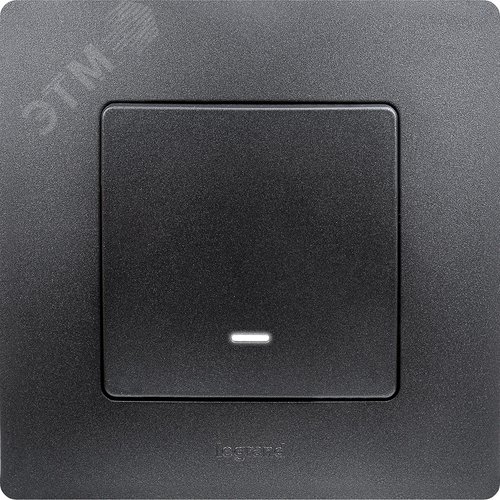 Выключатель 1-клавишный с подсветкой/индикацией 10А безвинтовое крепление антрацит ETIKA - фото 5