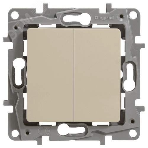 Выключатель 2-клавишный проходной 10А безвинтовое крепление слоновая кость ETIKA - фото 2
