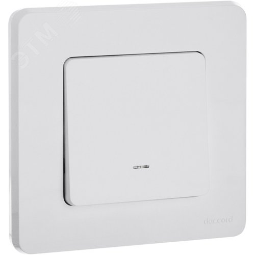 Выключатель 1-клавишный проходной с подсветкой/индикацией 10АХ безвинтовое крепление белый INSPIRIA - фото 4