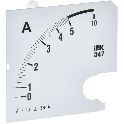 Изображение товара Шкала сменная для амперметра Э47 5/5А класс точности 1,5 96х96мм (шт)