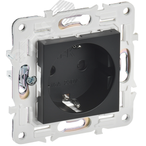 SKANDY Розетка с заземлением с защитными шторками 16А безвинтовое крепление SK-R06Bl черный IEK - фото 1