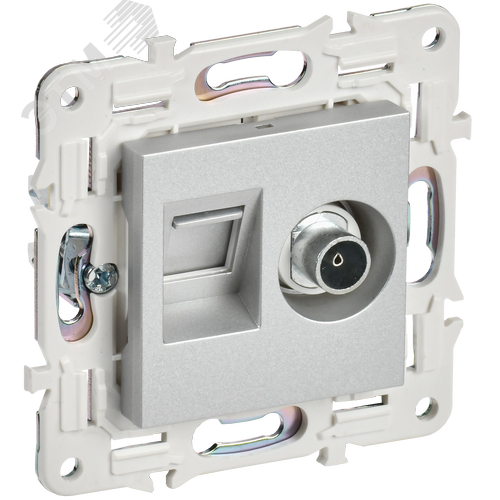 Изображение товара SKANDY Розетка двойная TV+RJ45 кат.5E SK-A14S серебряный IEK (шт)