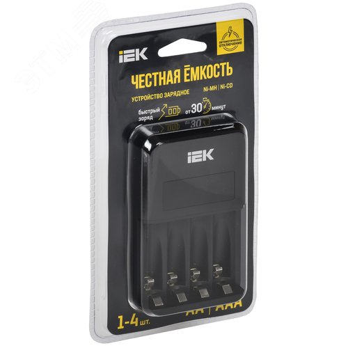 Устройство зарядное для 1-4 NiMH/CD аккумуляторов AA/AAA автоматическое 1800мА с LCD дисплеем IEK - фото 2