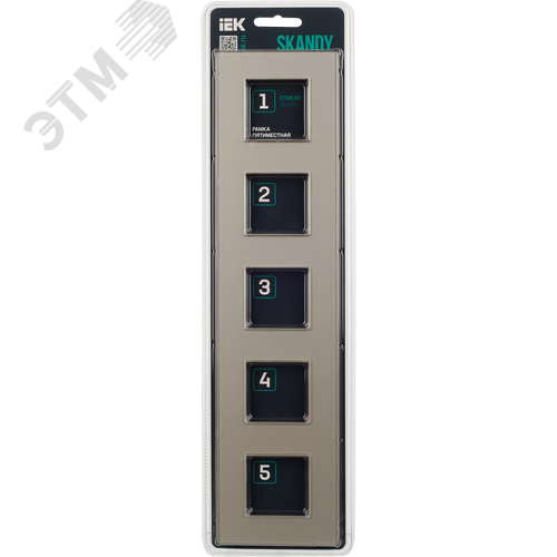 SKANDY Рамка 5-местная SK-F25Sh стекло шампань IEK - фото 5