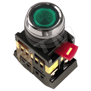 Кнопка желтая ABLFS-22 1з+1р плоская с подсветкой неон 240В