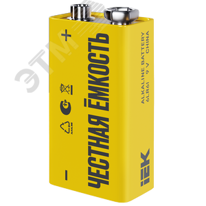 Батарейка щелочная Alkaline 6LR61 9V (1шт/блистер) IEK - фото 2