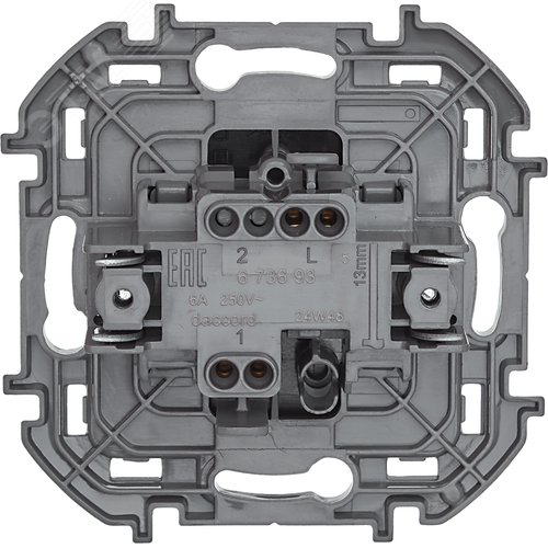 Выключатель 1-клавишный самовозвартный с нормально-открытым контактом 6А безвинтовое крепление антрацит INSPIRIA - фото 5