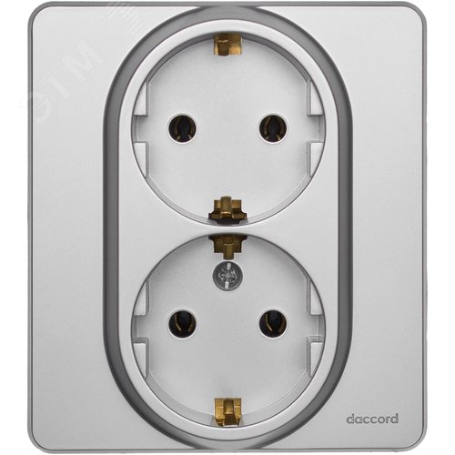 Розетка 2-местная с заземлением без защитных шторок 16А в сборе алюминий INSPIRIA - фото 4