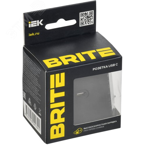 BRITE Розетка USB C 65Вт высокоскоростная зарядка РЮ12-1-БрГ графит IEK - фото 2