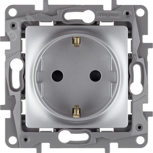 Розетка 1-местная с заземлением с защитными шторками 16А алюминий ETIKA - фото 5