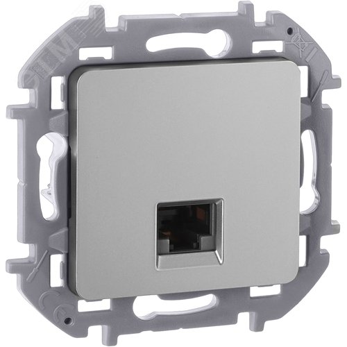 Розетка компьютерная RJ45 категория 5Е UTP алюминий INSPIRIA - фото 1