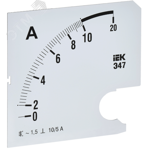Изображение товара Шкала сменная для амперметра Э47 10/5А класс точности 1,5 96х96мм (шт)