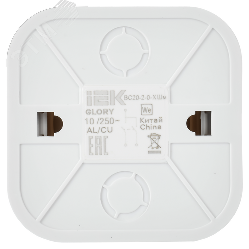GLORY Выключатель 2-клавишный для открытой установки с индикацией 10А ВС20-2-1-ХШм шампань матовый IEK - фото 3