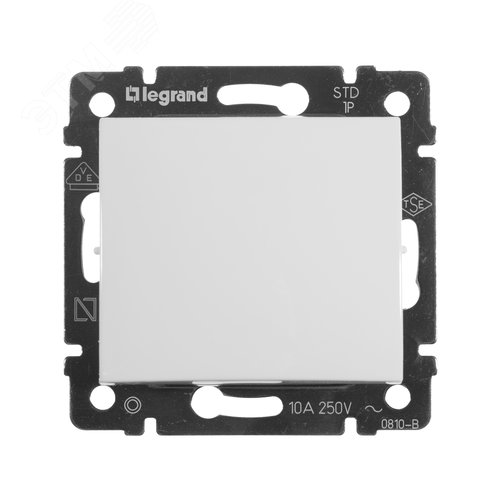 Выключатель 1-клавишный самовозвартный 10А схема 1P безвинтовое крепление белый VALENA - фото 3