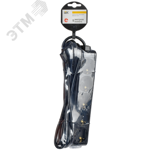 Удлинитель У05 5 мест с заземлением 5м 3х1мм2 16А 250В черный - фото 2