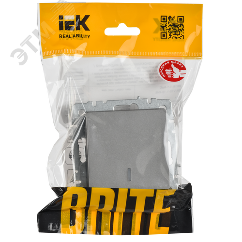 BRITE Выключатель одноклавишный с индикацией 10А ВС10-1-1-БрС сталь - фото 6