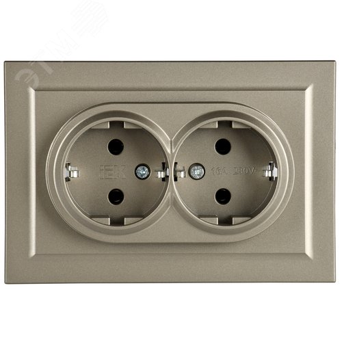 BRITE Розетка двойная с заземлением без защитных шторок 16А в сборе РС12-3-БрШ шампань - фото 6