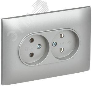 SKANDY Розетка 2-местная без заземления без защитных шторок 10А в сборе SK-R10S серебряный IEK - фото 1