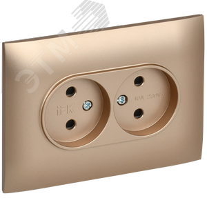 SKANDY Розетка 2-местная без заземления с защитными шторками 10А в сборе SK-R09Sa песочный IEK - фото 1