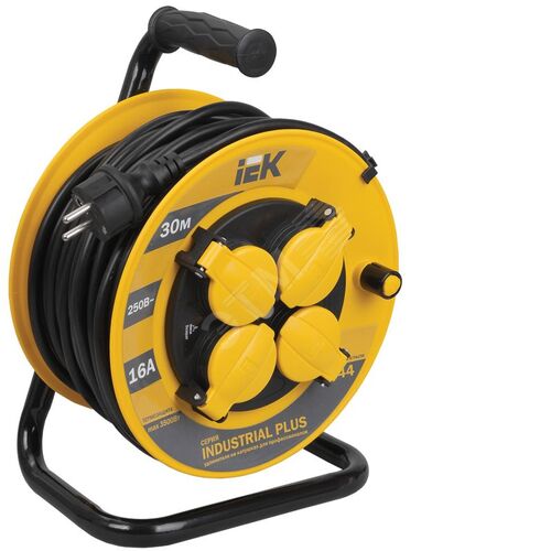 Изображение товара INDUSTRIAL PLUS Катушка УК30 4 места IP44 с заземлением с термозащитой 3х1,5мм2 30м (шт)