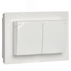 BRITE Розетка двойная с заземлением с защитными шторками и крышкой 16А в сборе IP44 РСбш12-3-44-БрБ белый - фото 5