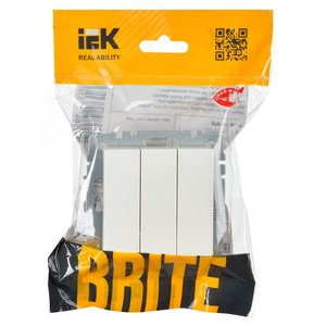 BRITE Выключатель трехклавишный 10А ВС10-3-0-БрБ белый - фото 2
