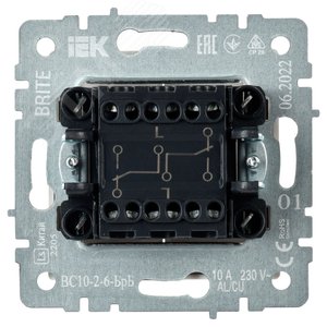 BRITE Выключатель двухклавишный проходной 10А ВС10-2-6-БрБ белый - фото 4